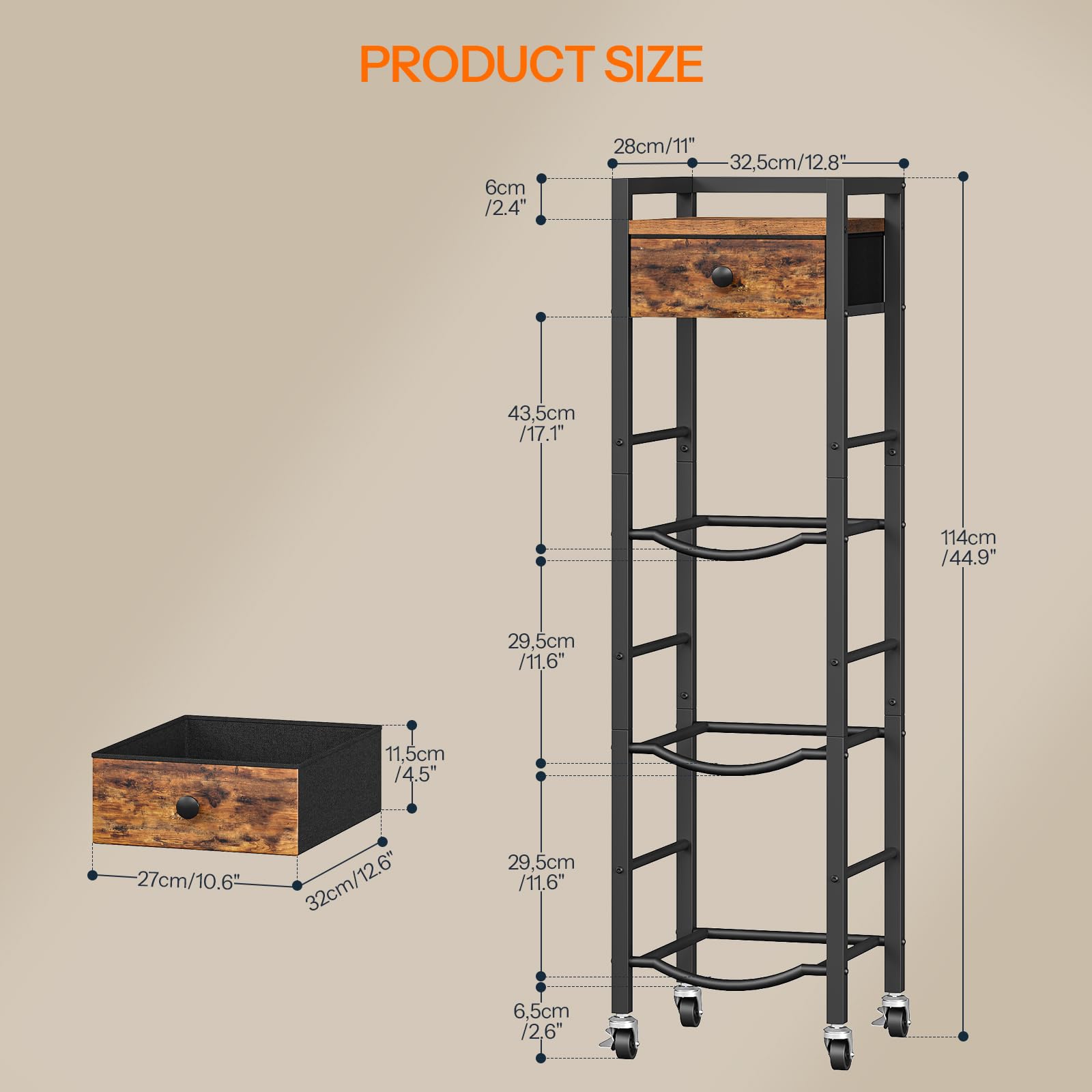 HOOBRO 3-tier water dispenser stand with drawer for cups and pods