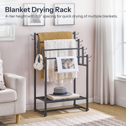 HOOBRO 4-Tier Towel Rack front view highlights multi-use design and sturdy frame.
