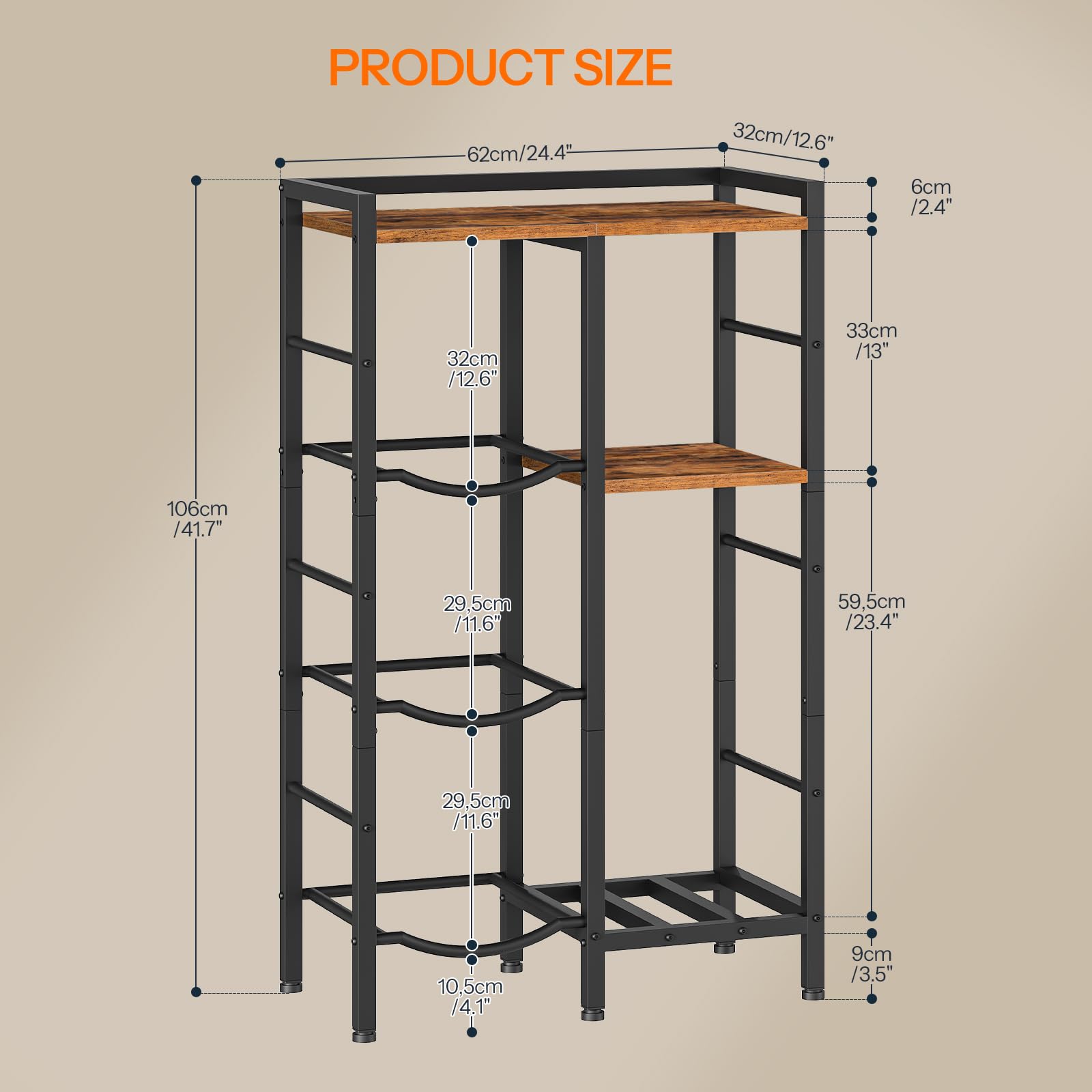 HOOBRO BF11ST01 side view highlights sturdy frame and wooden shelves