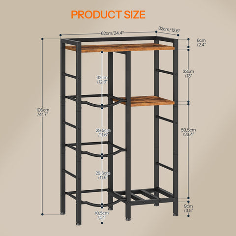 HOOBRO BF11ST01 side view highlights sturdy frame and wooden shelves