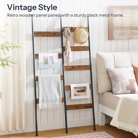 HOOBRO blanket ladder saves space with 33.9-inch height and wall-leaning setup.