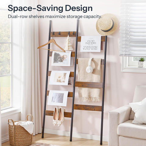 HOOBRO blanket ladder includes four removable hooks for flexible hanging options.