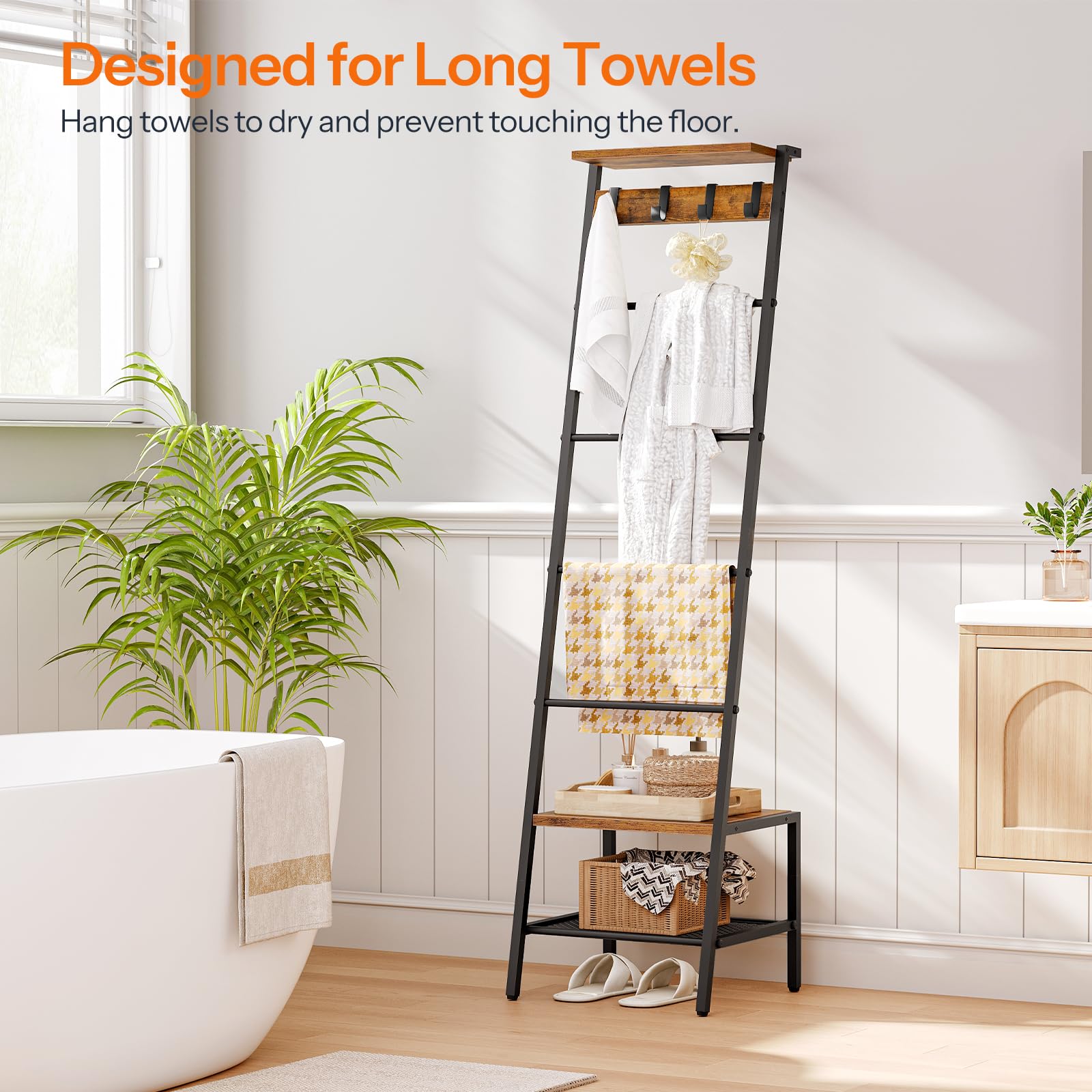 HOOBRO Blanket Ladder neck-stem emphasizing vertical design saves floor space