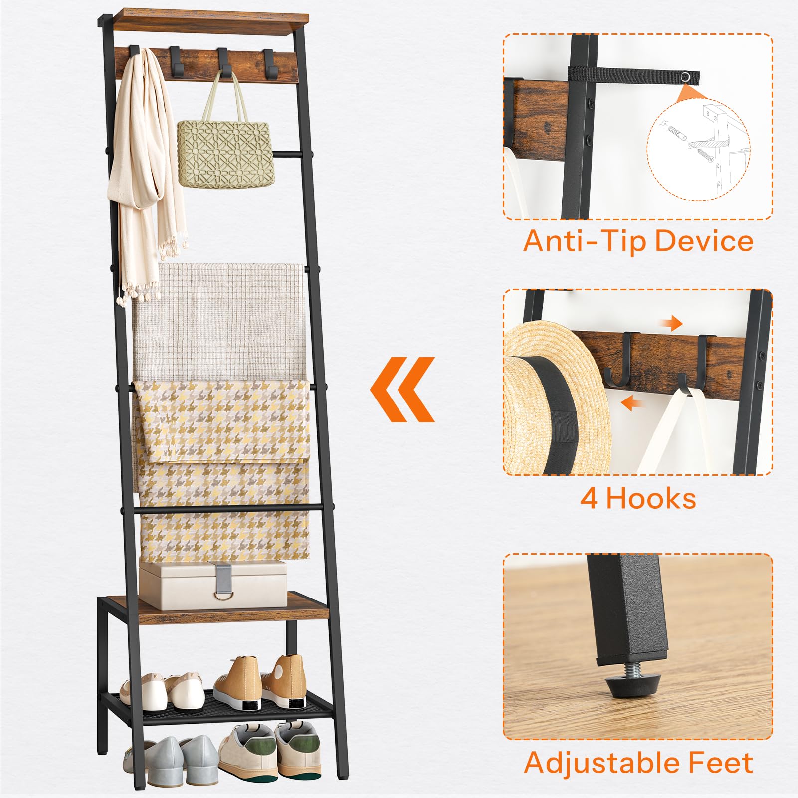 HOOBRO Blanket Ladder three-shelves for textiles and decor