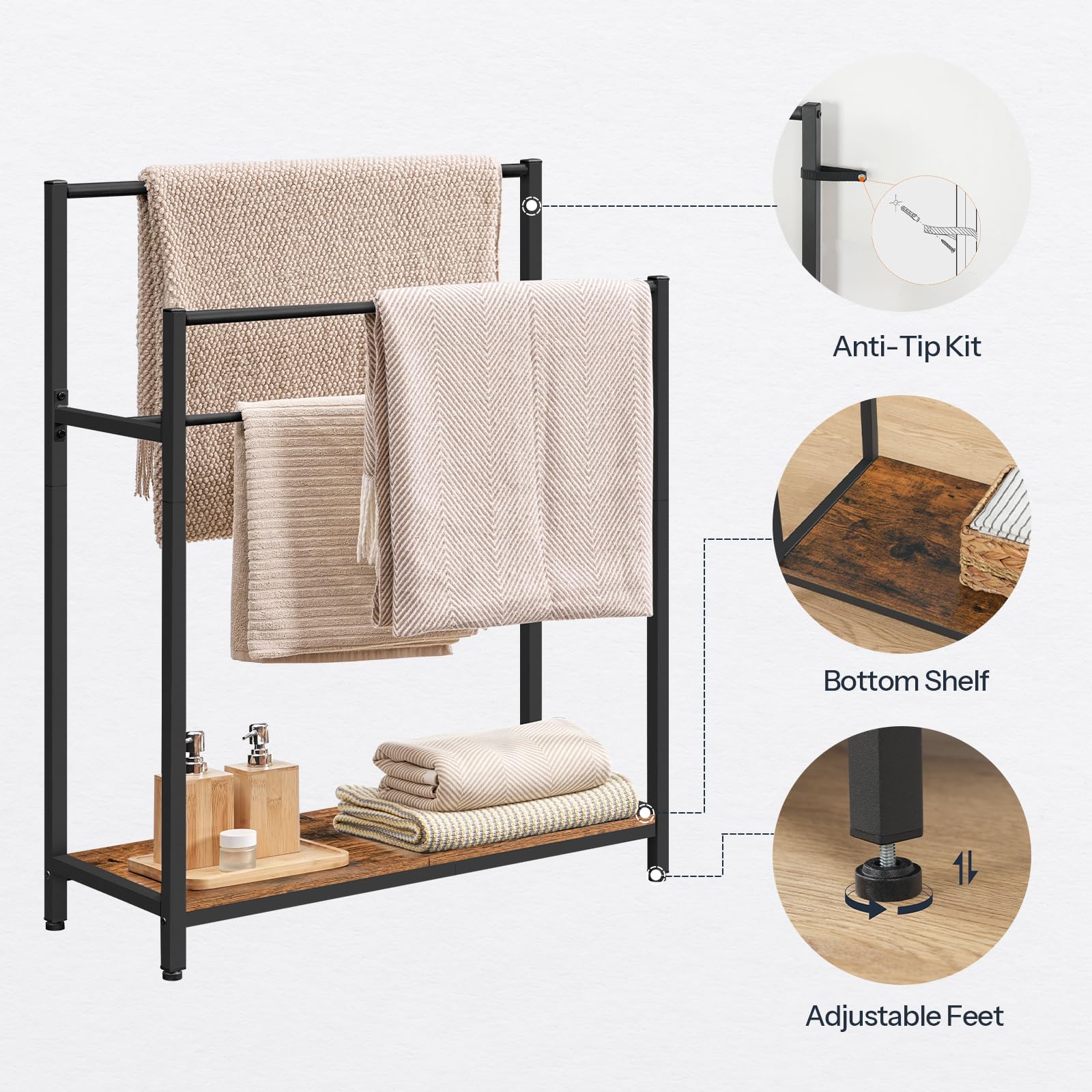 HOOBRO blanket rack styled for living room and blankets.