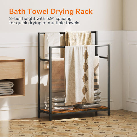 HOOBRO free-standing rack in living room setup for towels.