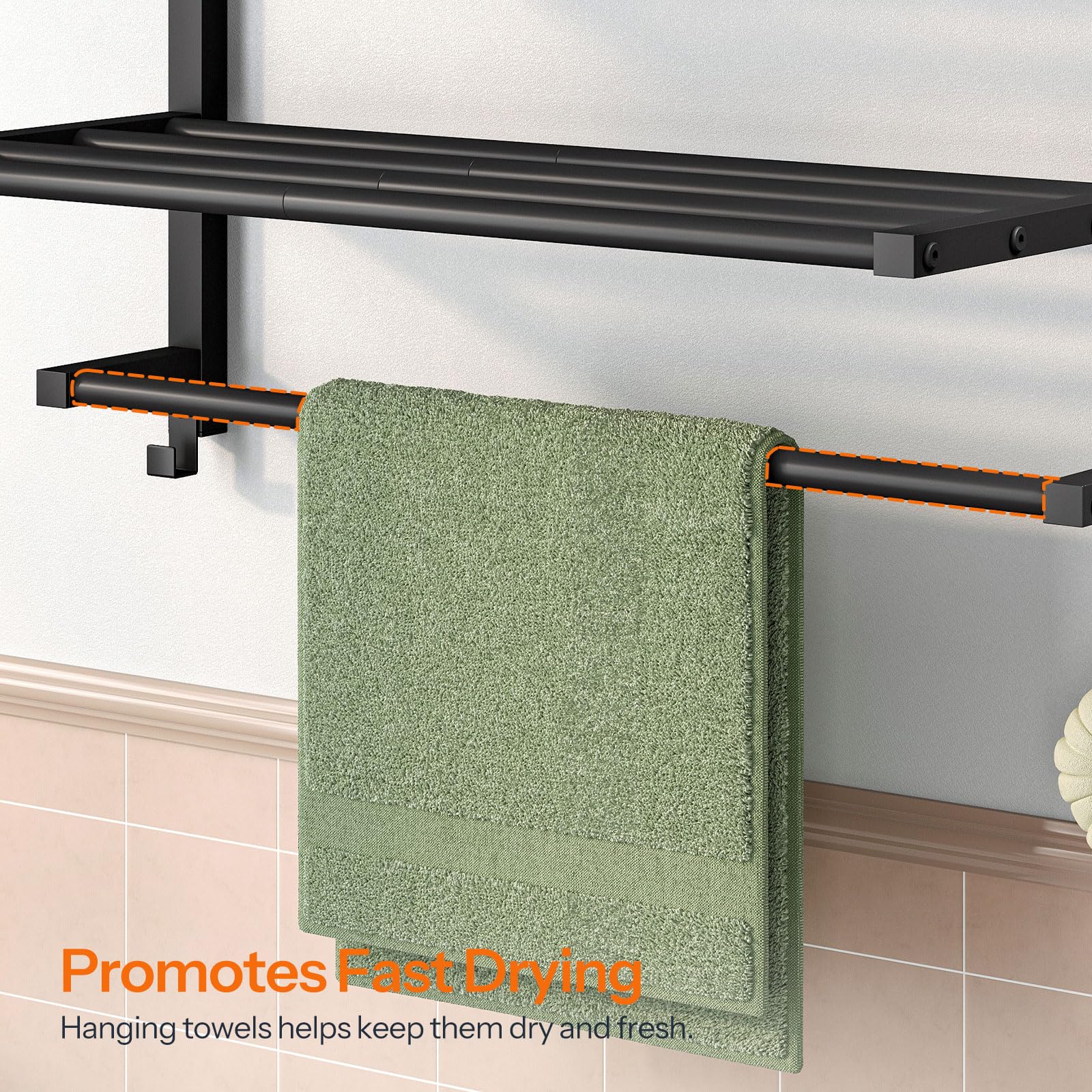 HOOBRO towel rack hardware included for easy setup.