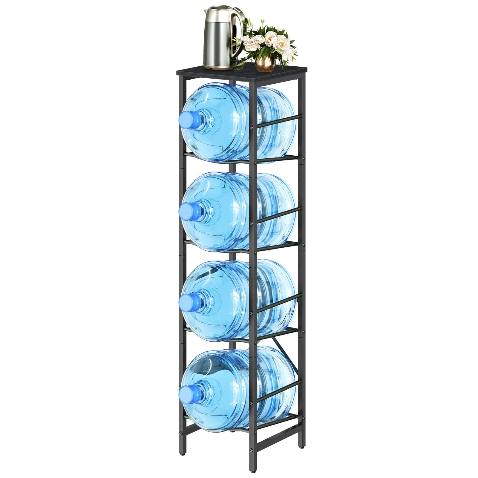 HOOBRO Water Jug Rack anti-tilt straps enhance sturdiness on uneven floors.