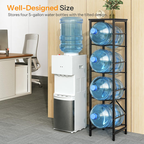 HOOBRO Water Jug Rack back view highlights anti-tilt support and stability.