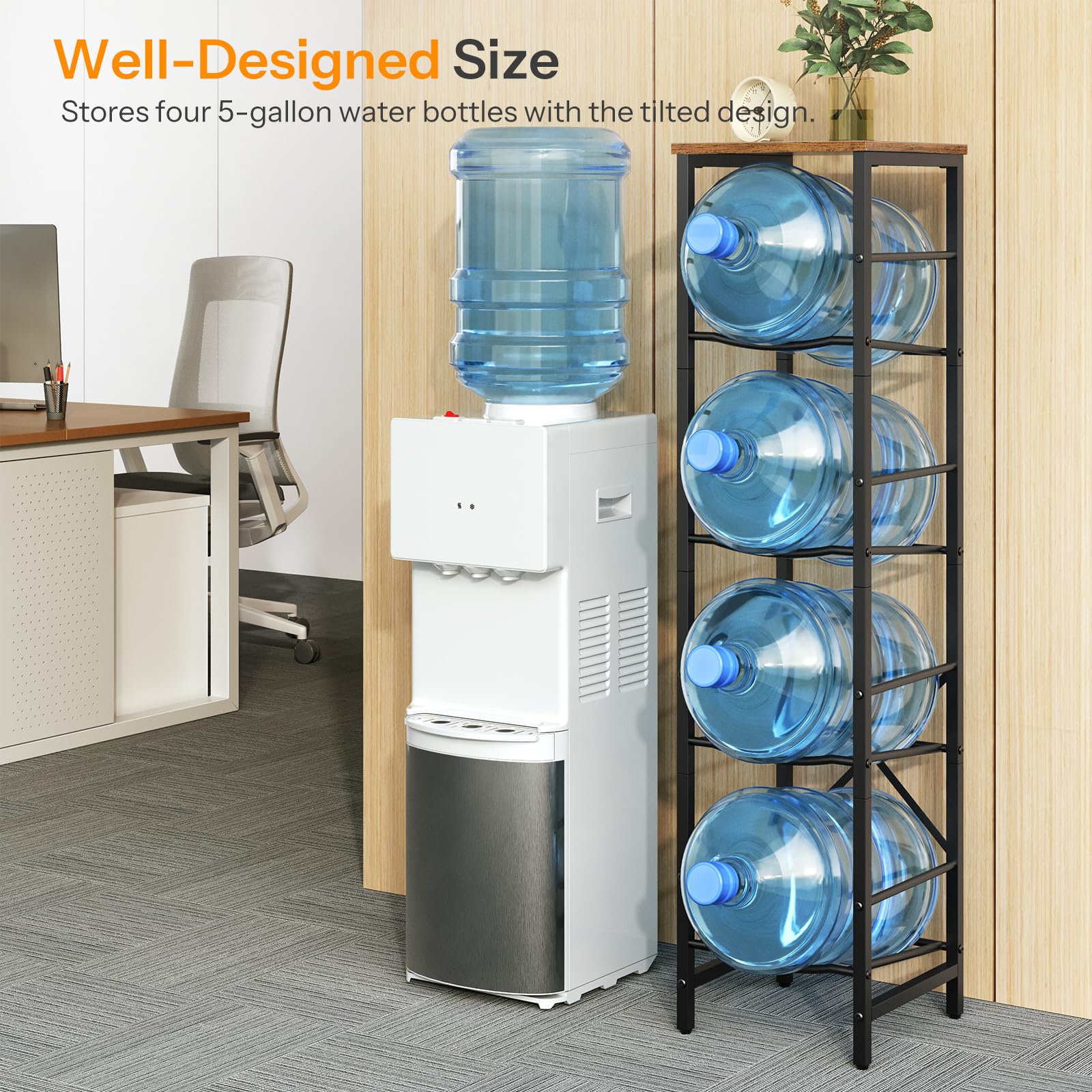 HOOBRO Water Jug Rack top view displays organized four levels.