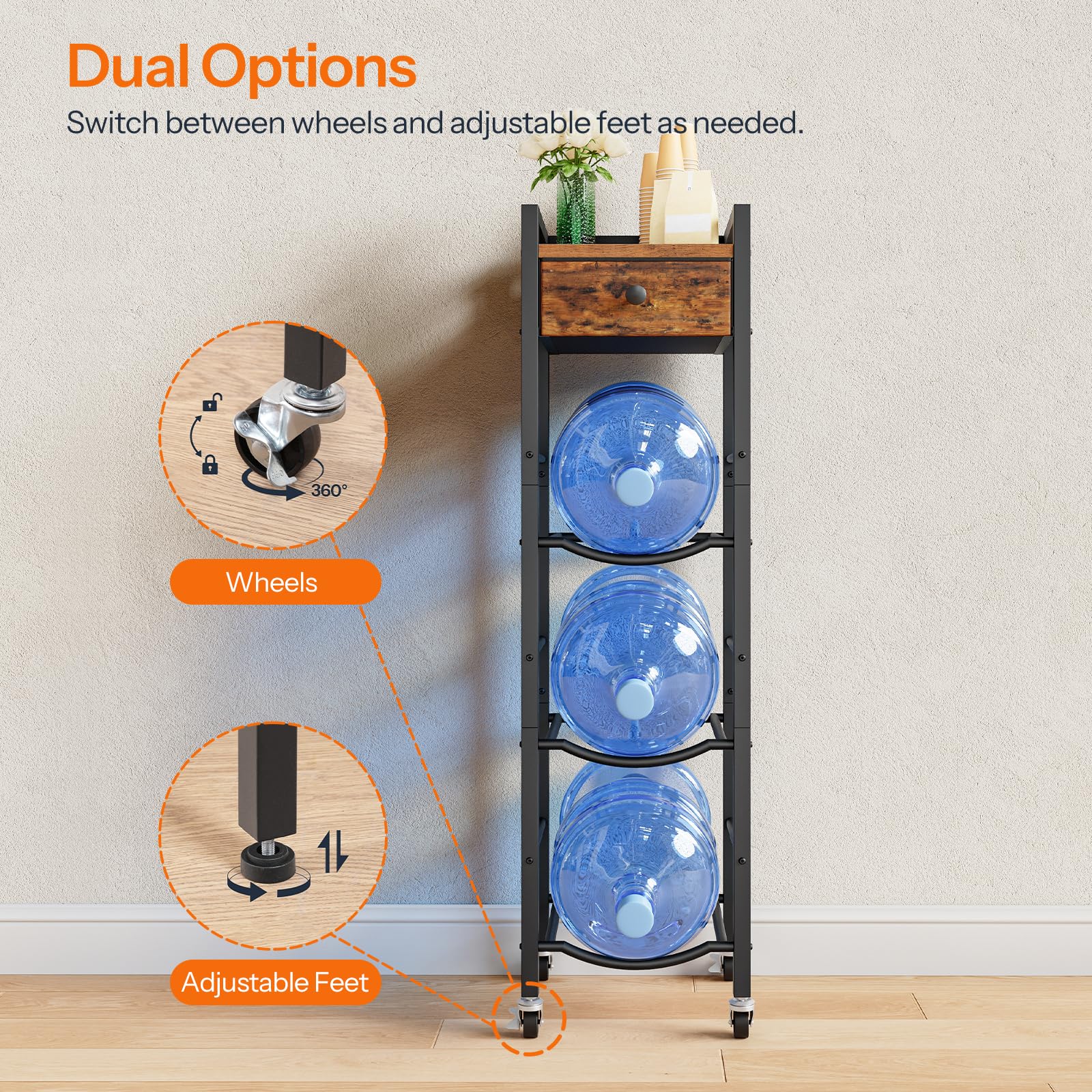 HOOBRO wheels enable easy repositioning in kitchen or office