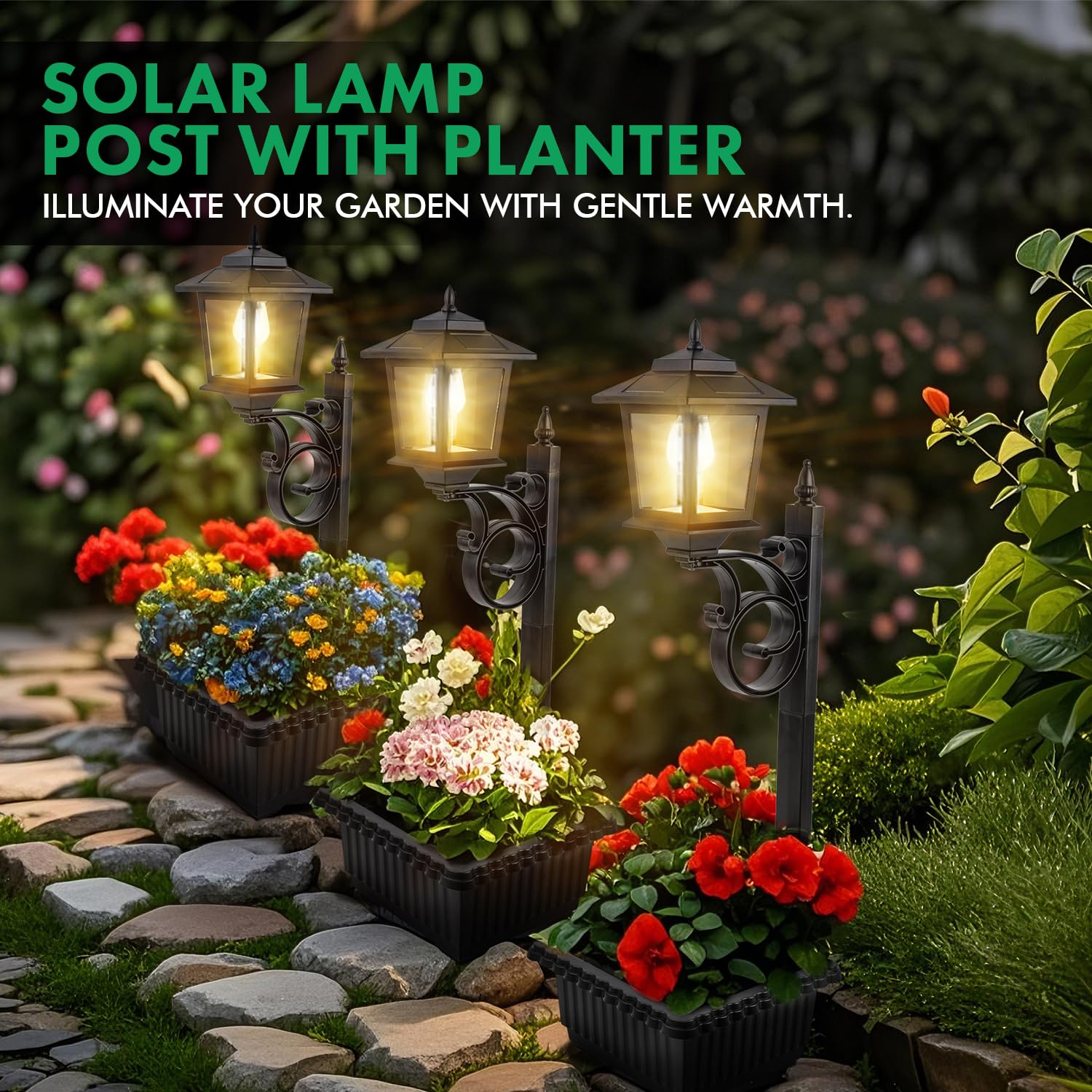 HOODINK 2-pack planters post ground pathway, practical walkway lighting