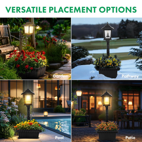 HOODINK outdoor solar lamp post planter closeup, durable ABS construction