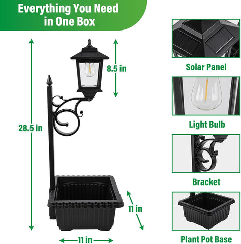 HOODINK outdoor solar lamp post planter nighttime glow for patios