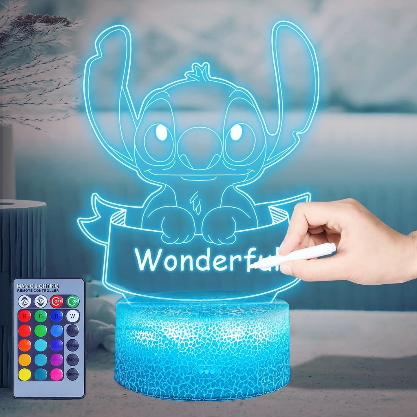 Hoofun custom night light with 16 colors provides personalized bedside ambience.