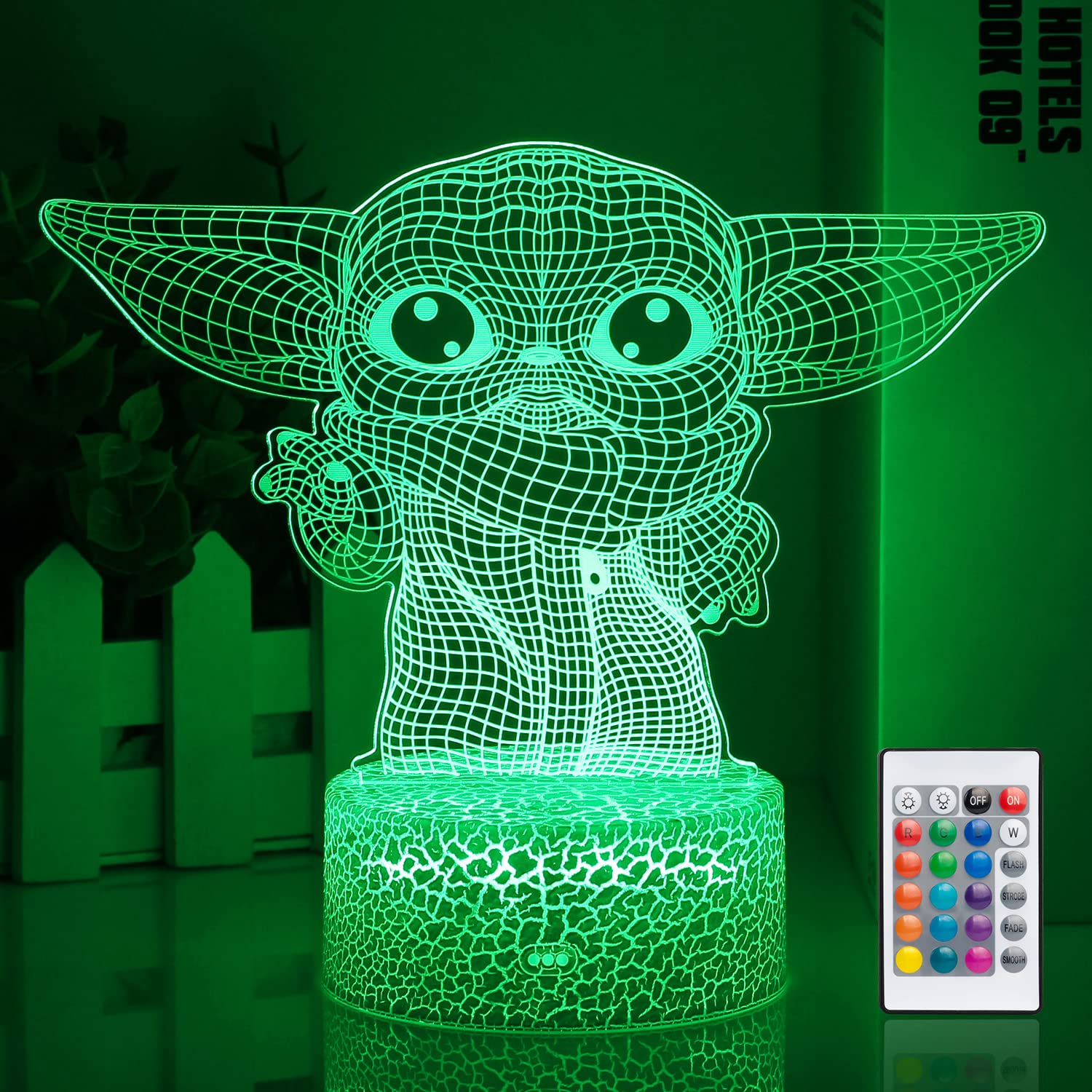 Hoofun Star Wars 3D Night Light with remote colors for kid-friendly ambiance.