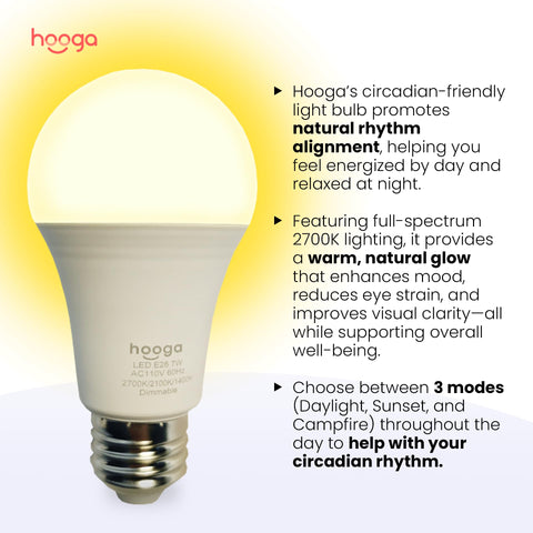 Hooga circadian rhythm bulb 2100K for relaxing evenings and calm focus