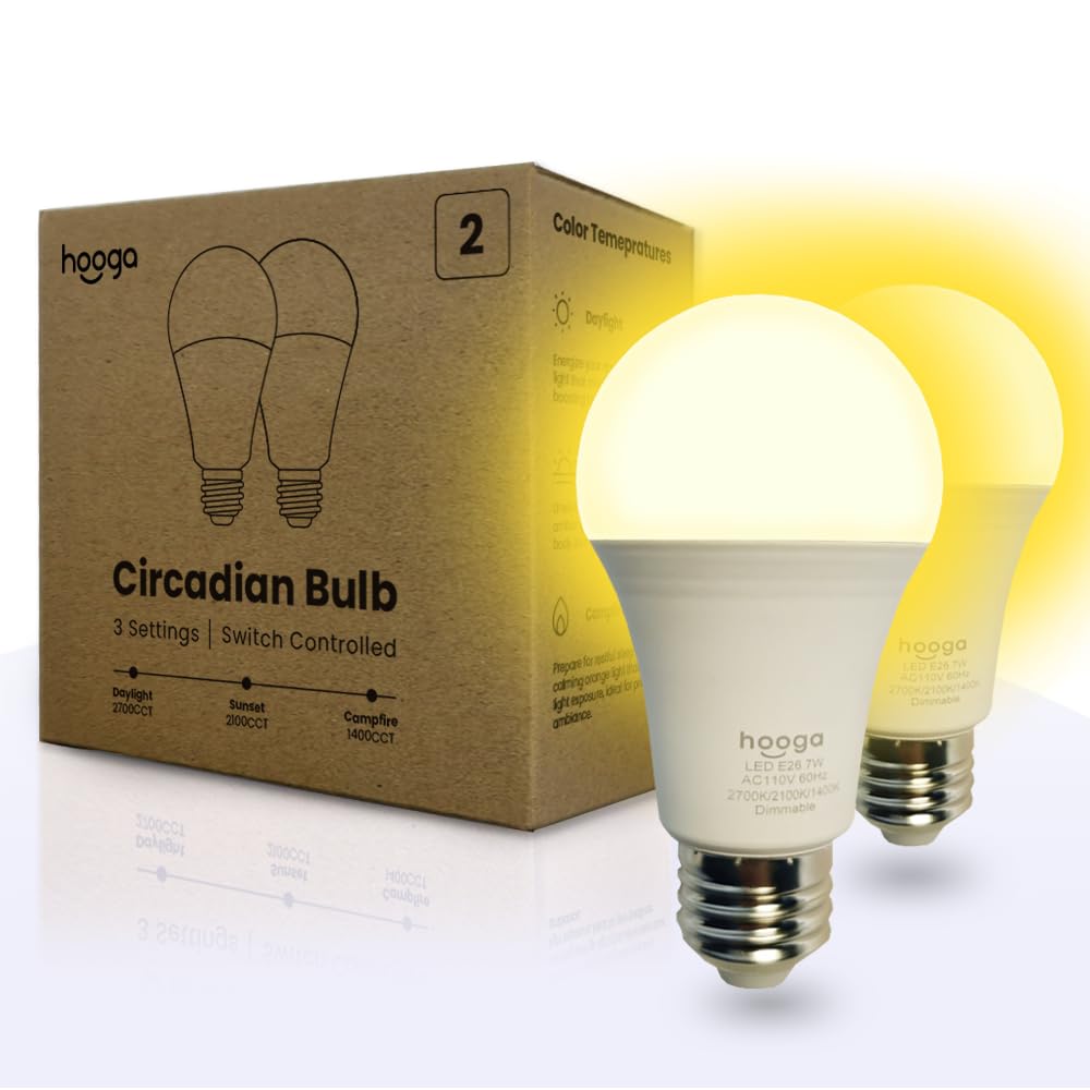 Hooga circadian rhythm bulb 2700K full-spectrum setting for mood and focus
