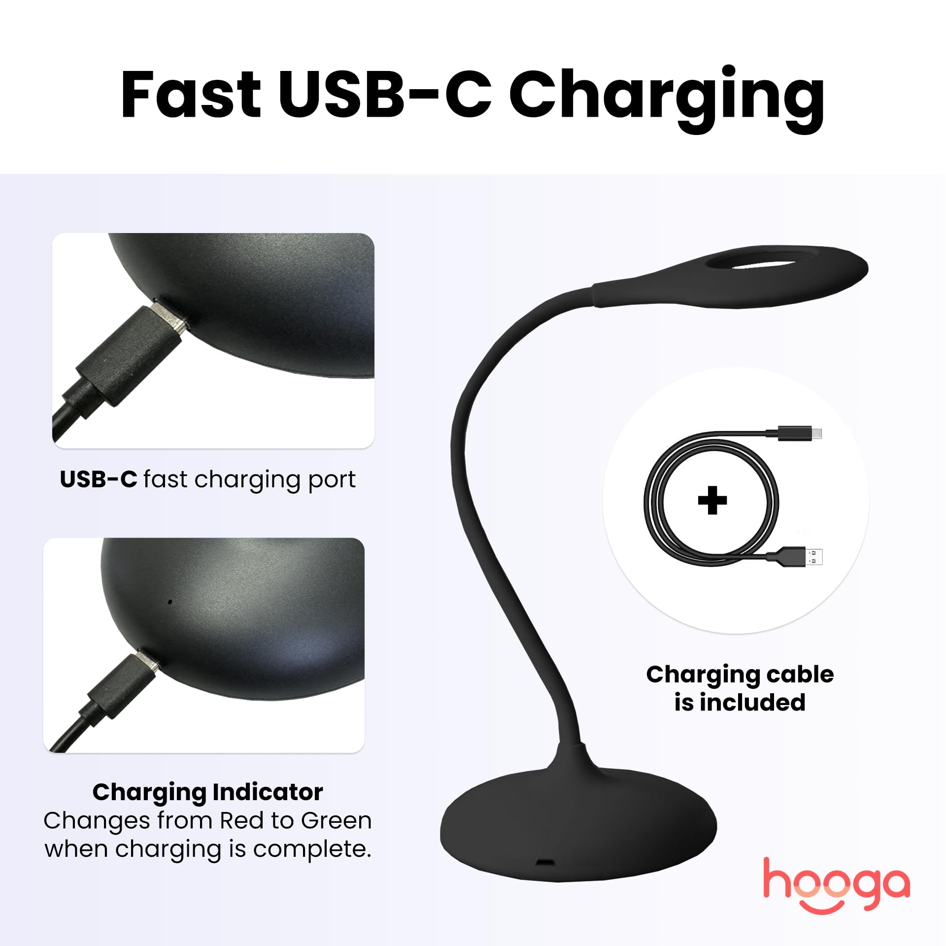 Hooga Desk Lamp full-spectrum 4000K provides daytime illumination for focused work