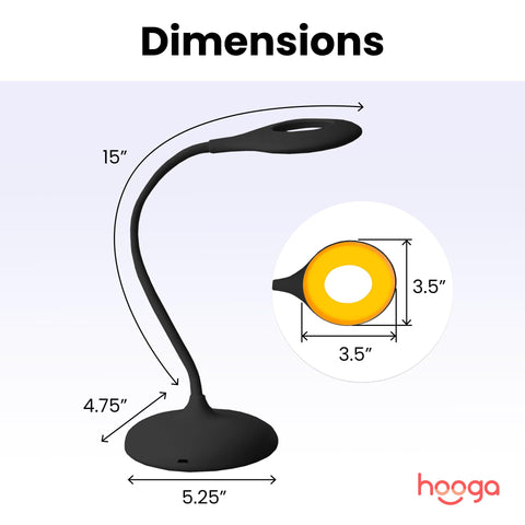 Hooga Desk Lamp rechargeable battery enables cordless use anywhere