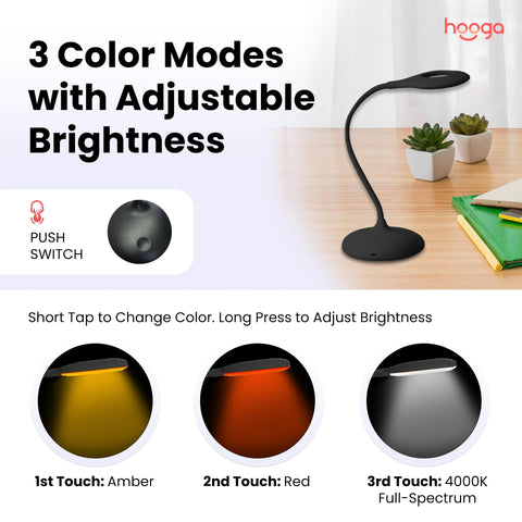 Hooga Desk Lamp red light mode preserves circadian rhythm during late-night tasks