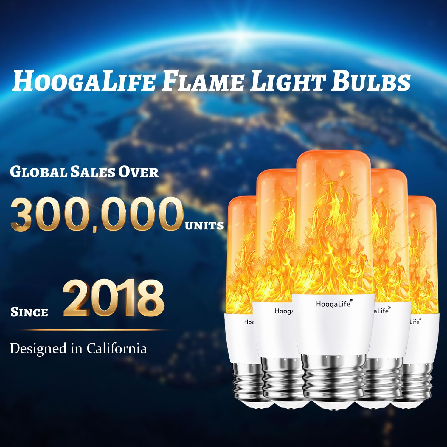 HoogaLife flame light bulb energy-saving 4W reduces power usage.