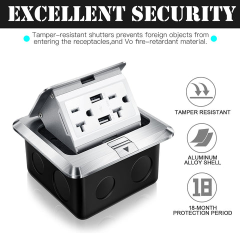 IP44 weatherproof outlet guards against outdoor moisture.