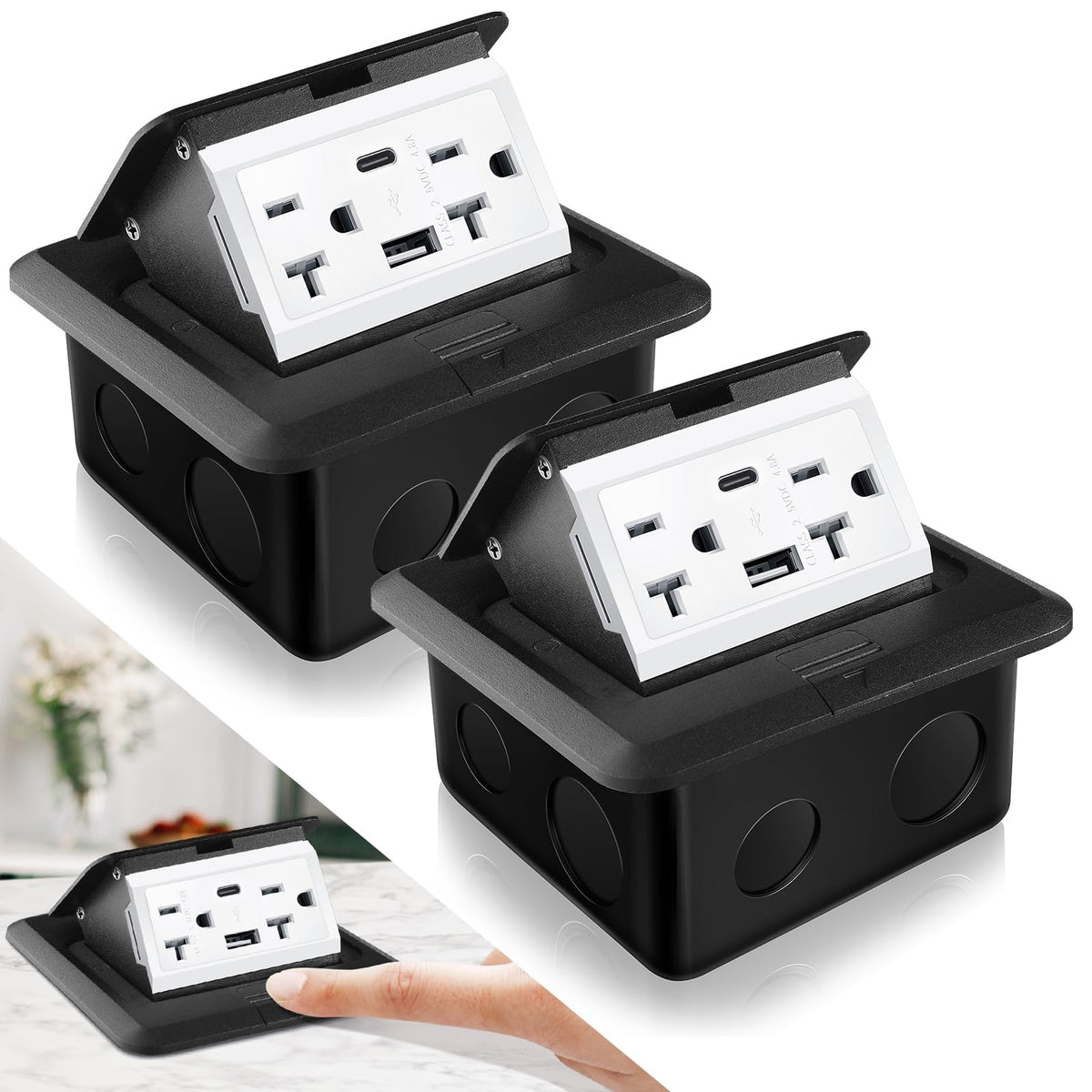 Hoolerry popup floor outlet cover box in sleek black for durable countertop integration