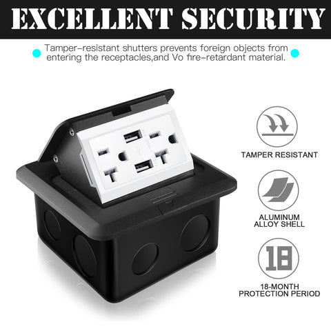 Hoolerry tamper-resistant electrical box keeps cords tidy and away from children.