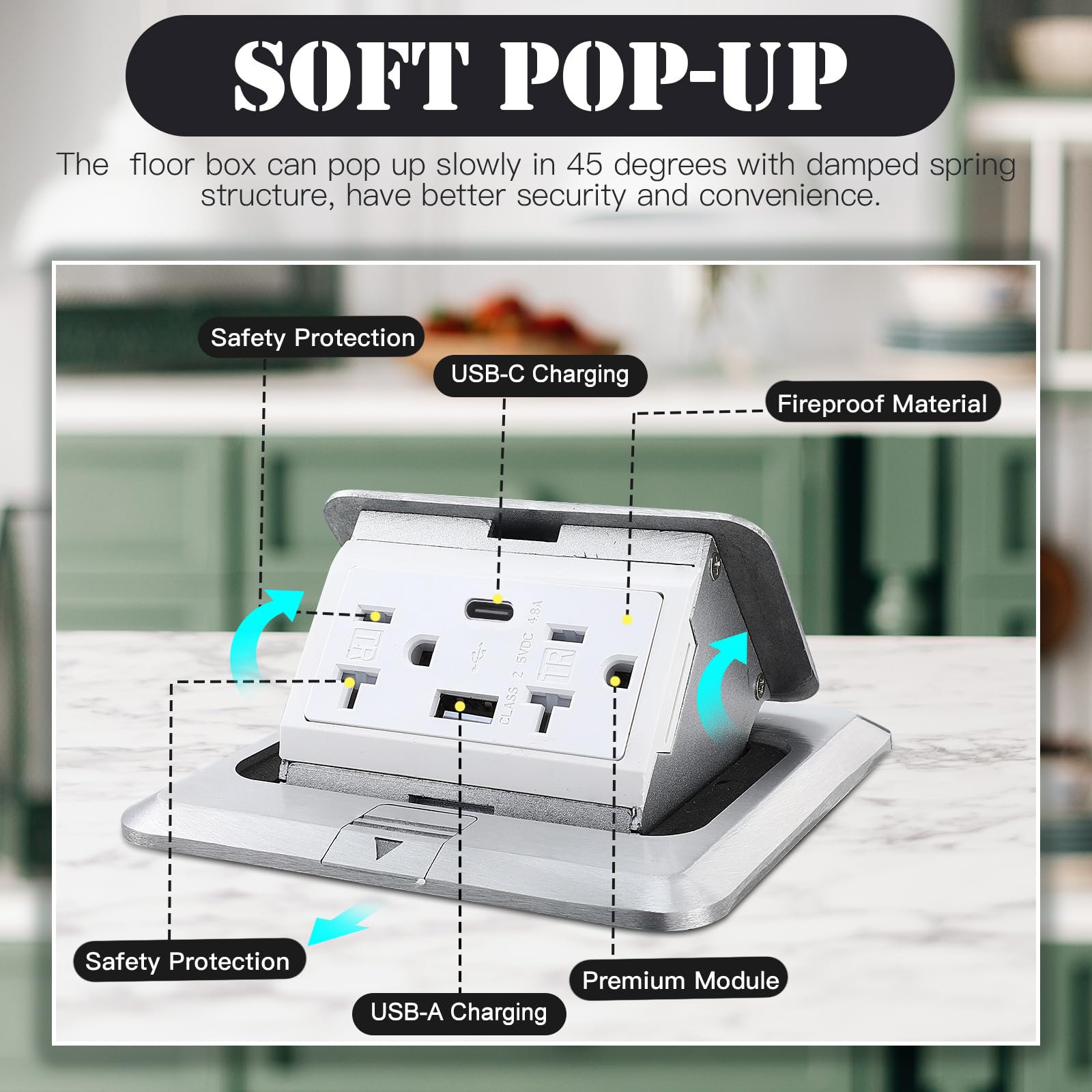 Hoolerry outlet with USB A and USB C ports for easy charging
