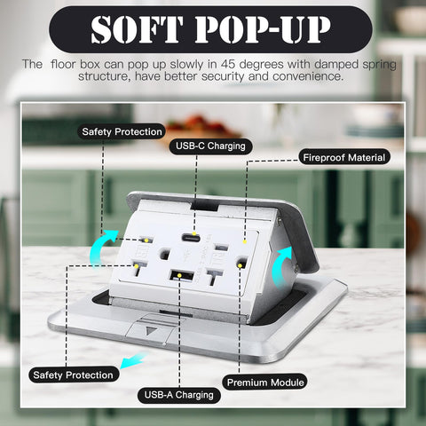 Hoolerry outlet with USB A and USB C ports for easy charging