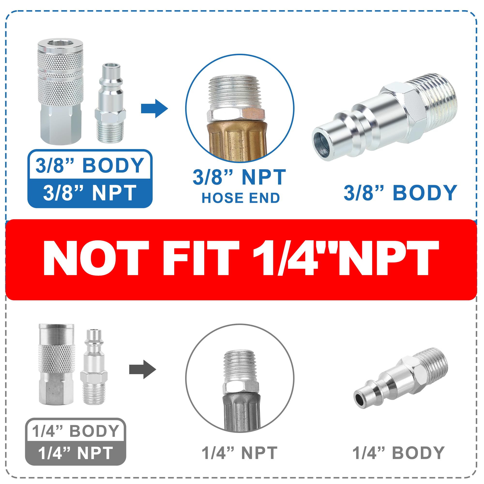HOOTSUM 3-8 inch air coupler with MNPT threads for versatile setups