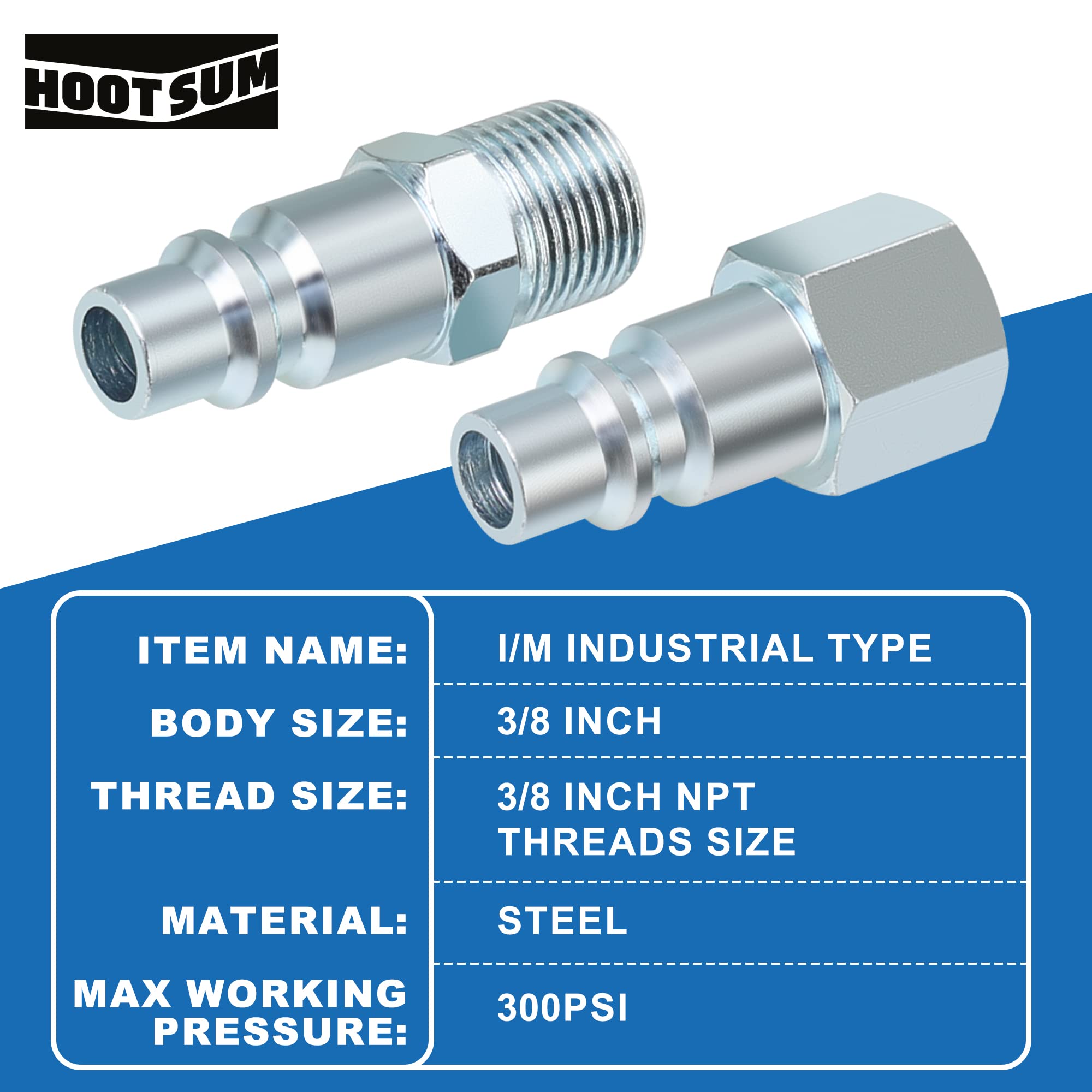 HOOTSUM 3-8 inch air plug MNPT for robust performance in heavy use