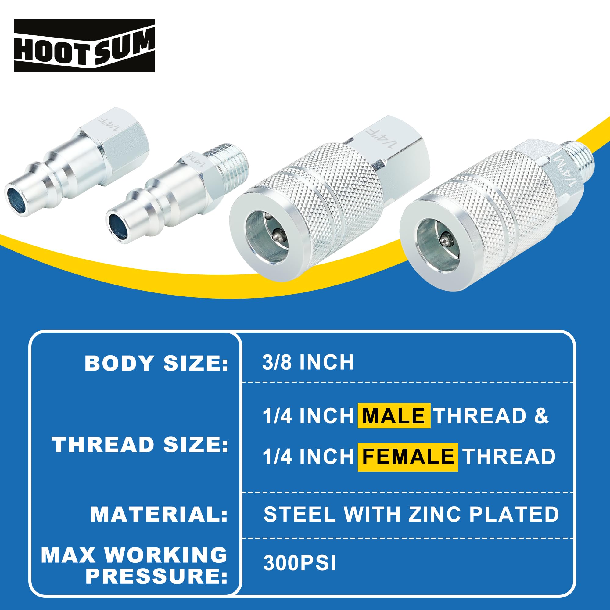 HOOTSUM 3/8 and 1/4 inch thread fittings enable versatile connections