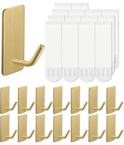 Hoousuper 14-pcs towel hooks in stainless steel with a sleek finish for bathrooms.