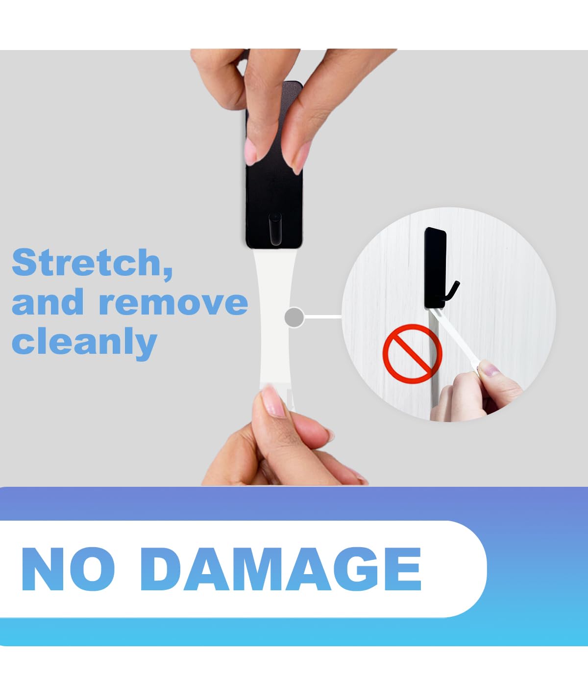 Hoousuper adhesive wall hook in black stainless steel for durable outdoor use.