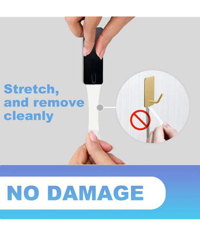 Hoousuper adhesive wall hooks show removable strips for damage-free mounting.
