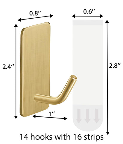 Hoousuper gold stainless steel hooks add a premium decor touch.