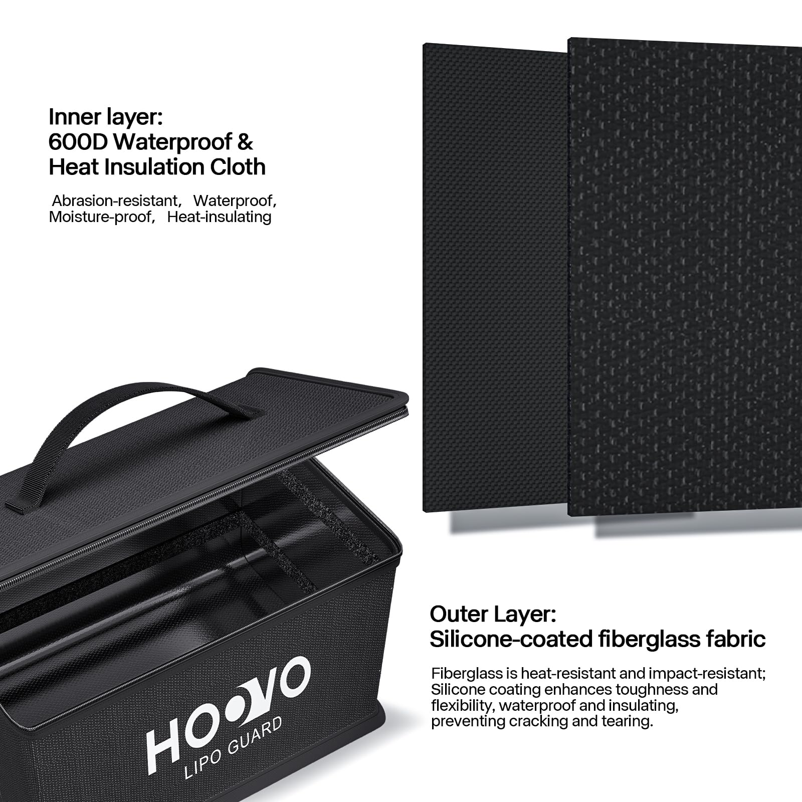 HOOVO Lipo Bag closed with dual zippers and cable holes for secure charging