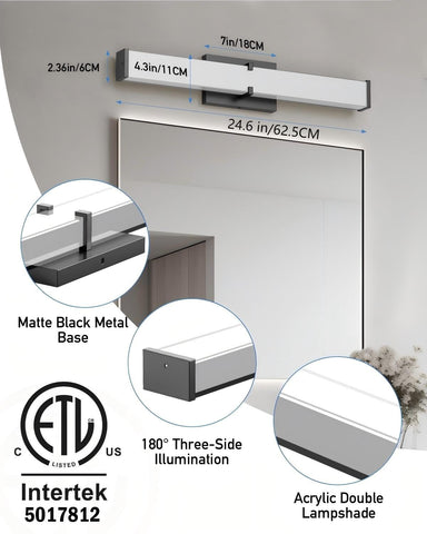 HOPAI vanity light LED 2000 lumen for clear, even illumination.