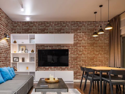 Hopeak red brick wallpaper store display idea for temporary decor