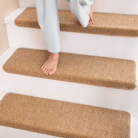 Hopeviva bullnose stair treads self-adhesive design enables quick, tool-free installation on stairs.