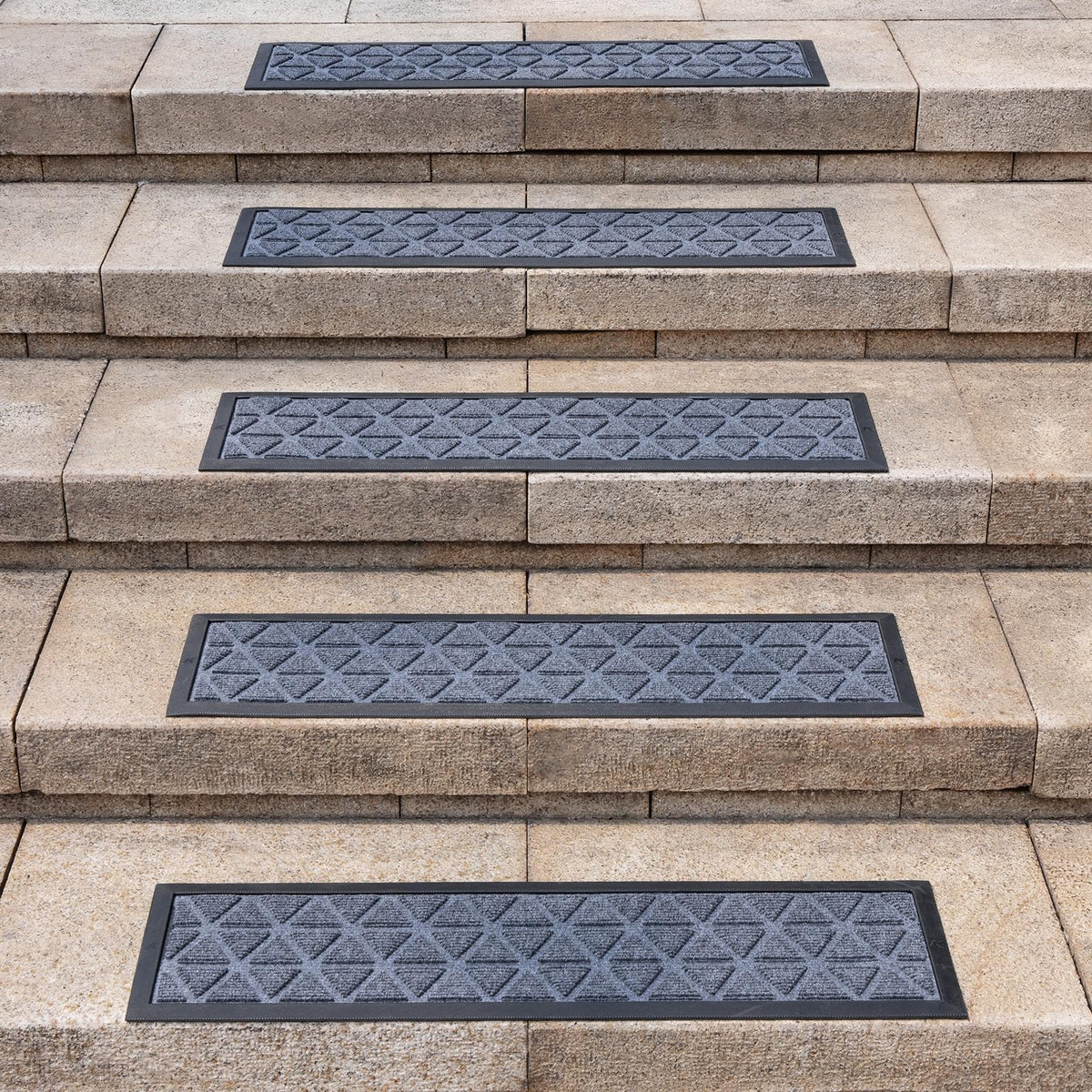 Hopeviva outdoor stair treads with non-slip backing for exterior stairs.