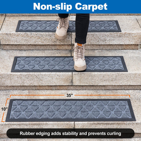 Hopeviva stair treads include adhesive tape for quick, secure installation.
