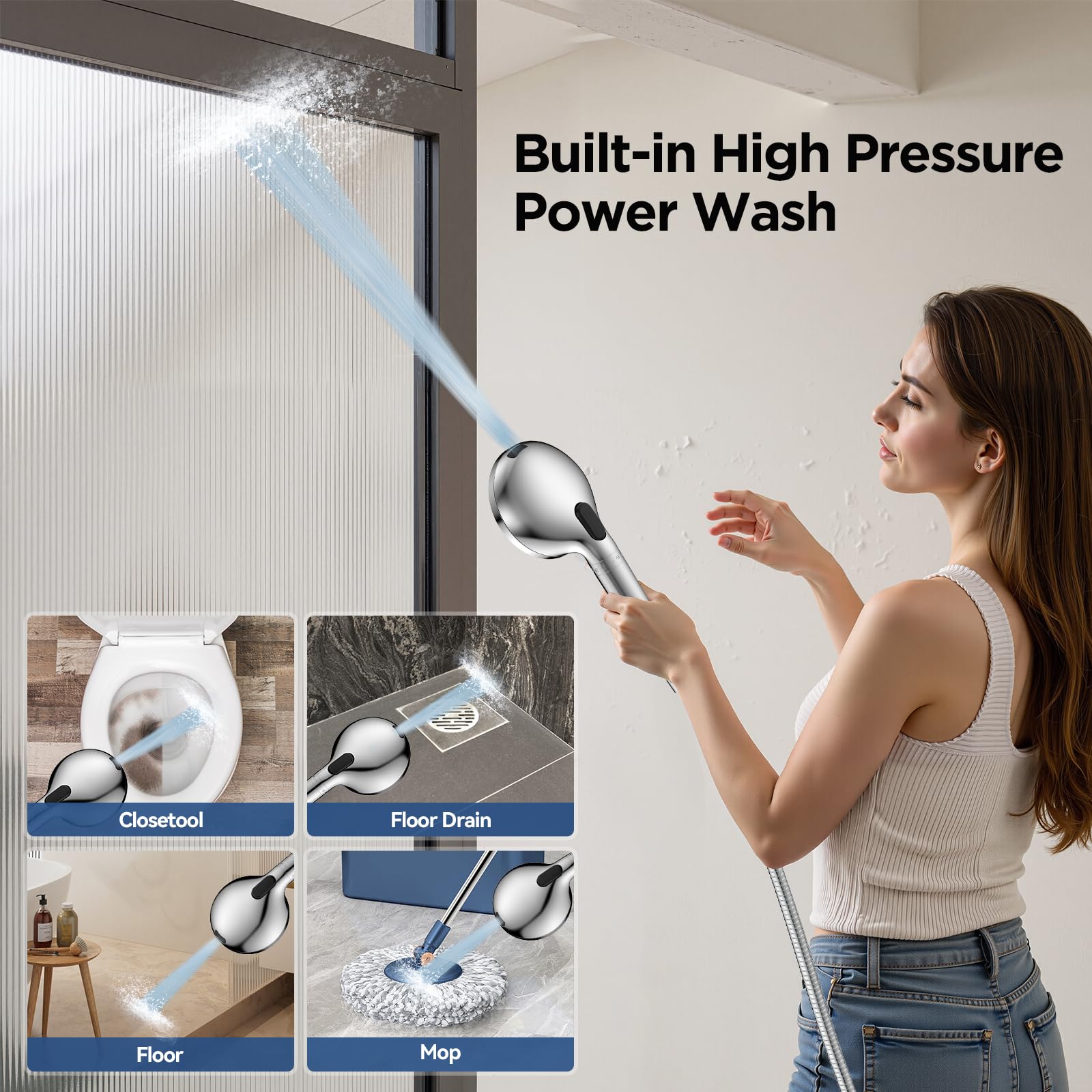 HOPOPRO 360-degree adjustable metal bar for flexible shower height