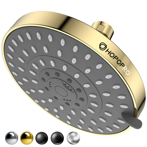 HOPOPRO 5-Mode shower head front view in gold for a luxurious bathroom upgrade