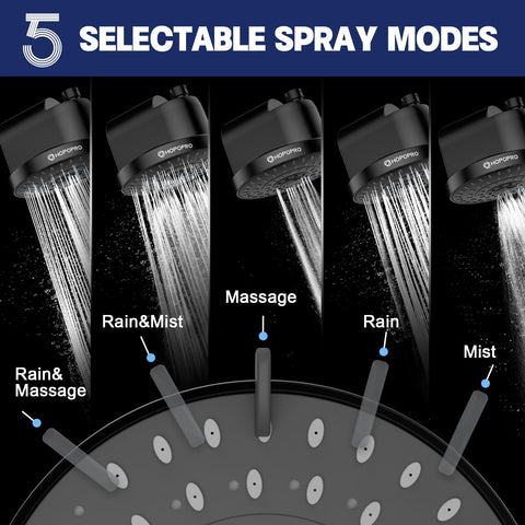 HOPOPRO six-inch rain panel with five modes for customizable shower experiences