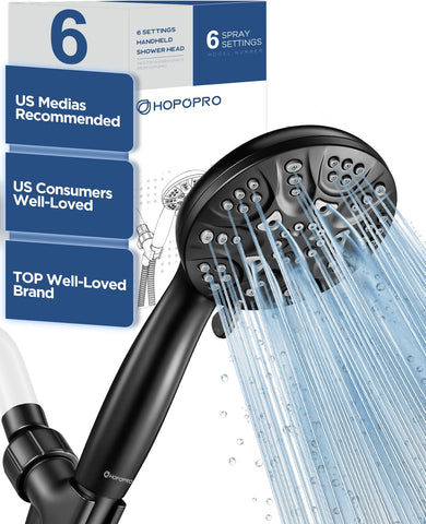 HOPOPRO 6-mode showerhead panel offering versatile spray options for a refreshing shower.
