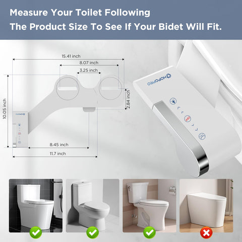 HOPOPRO bidet attachment dual nozzles ready for rear and feminine wash.