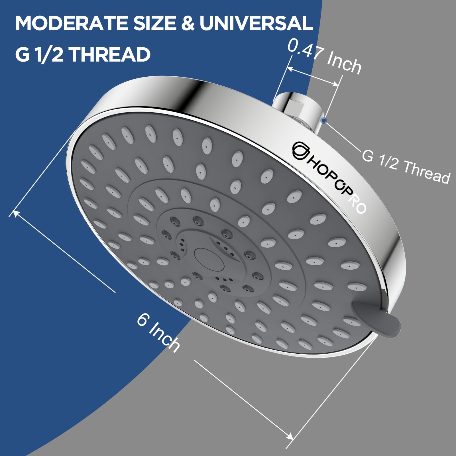 HOPOPRO adjustable brass ball joint enables versatile angles for comfortable showering.
